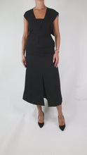Load and play video in Gallery viewer, Black square neckline asymmetric midi dress - size IT 38
