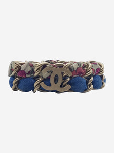 Chanel Gold woven chain link and logo bracelet