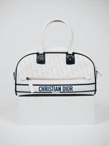 Christian Dior White 2022 Dior vibe zip bowling bag
