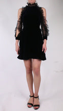 Load and play video in Gallery viewer, Blue velvet mini dress - size UK 10
