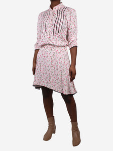 Zadig & Voltaire Pink floral lace trimmed dress - size S