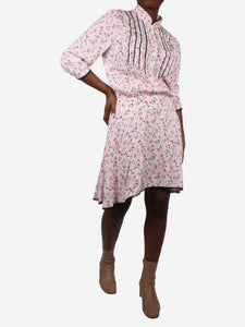 Zadig & Voltaire Pink floral lace trimmed dress - size S