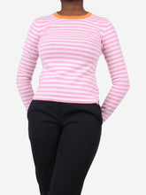 Load image into Gallery viewer, Pink striped jumper - size UK 8 Knitwear Jumper 1234 
