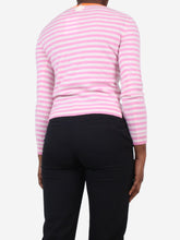 Load image into Gallery viewer, Pink striped jumper - size UK 8 Knitwear Jumper 1234 

