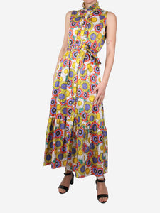 Borgo De Nor Multicoloured sleeveless floral midi dress - size UK 8