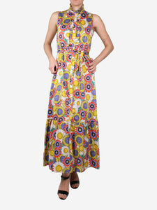 Borgo De Nor Multicoloured sleeveless floral midi dress - size UK 8