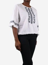 Load image into Gallery viewer, White embroidered blouse - size UK 12 Tops Brora 
