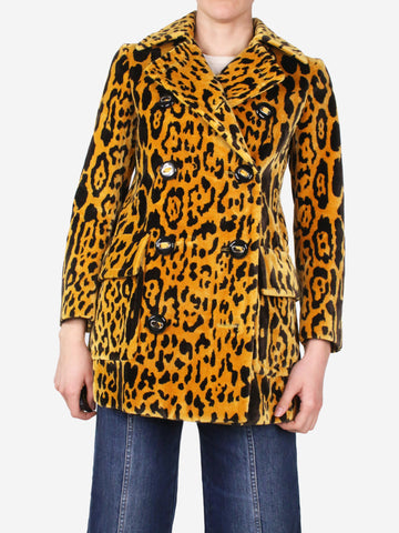 Orange double-breasted leopard print corduroy jacket - size IT 40 Coats & Jackets Prada 