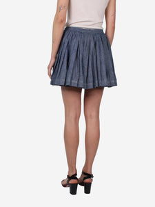 Christian Dior Blue pleated mini denim skirt - size UK 12