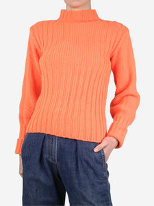 Victoria Victoria Beckham Orange wool high-neck jumper - size UK 6