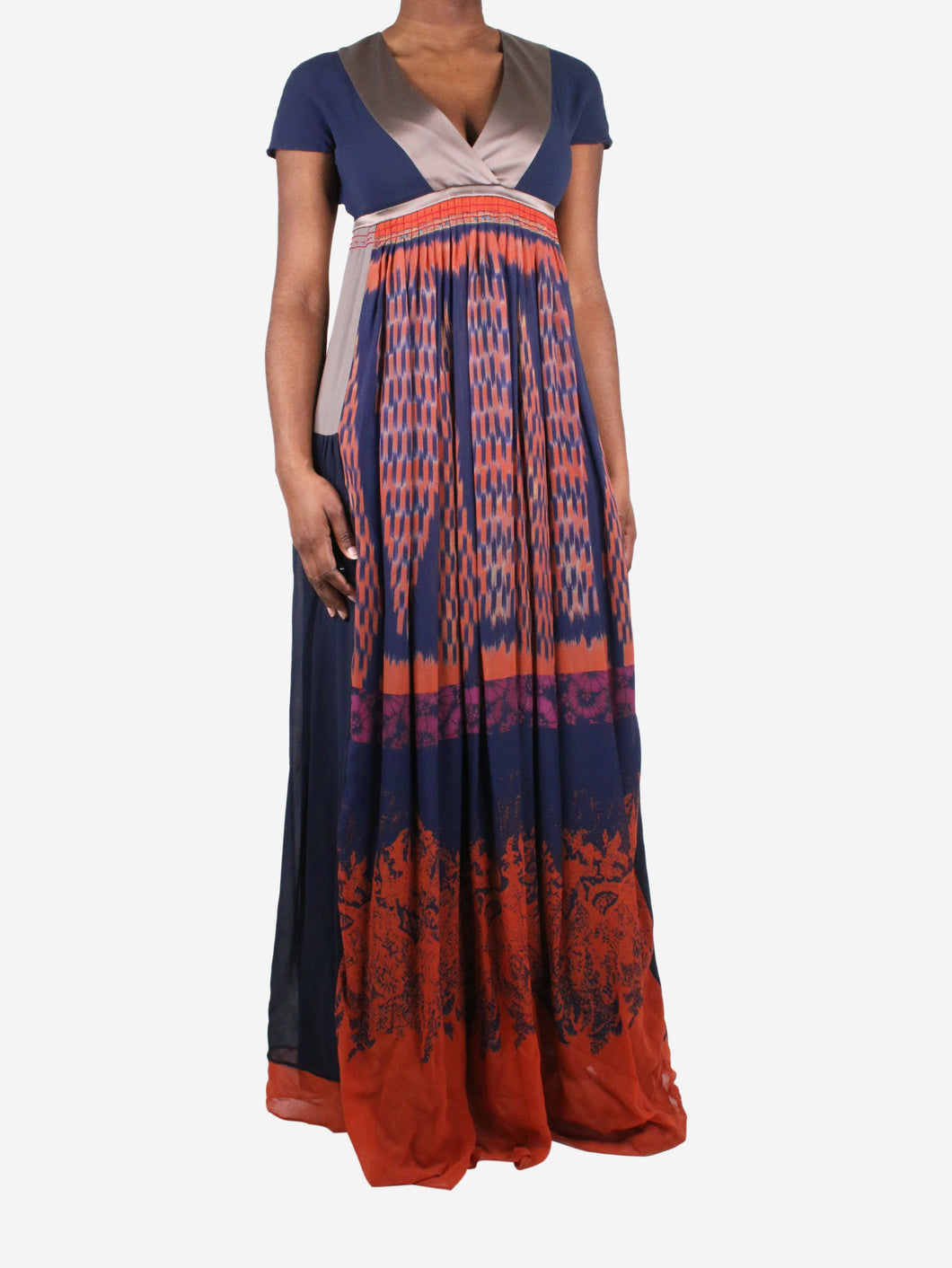 Blue v-neck printed dress - size IT 44 Dresses Etro 
