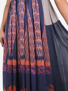 Etro Blue v-neck printed dress - size IT 44