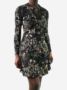 Valentino Blue long-sleeved floral patterned dress - size S
