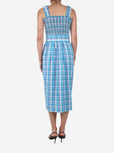 Load image into Gallery viewer, Blue check shirred dress - size US 2 Dresses Nicholas 
