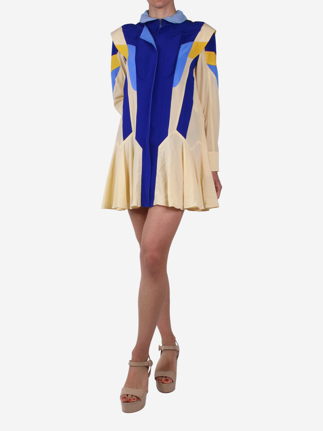 Blue silk hooded zip-up dress - size IT 36 Dresses Stella McCartney 