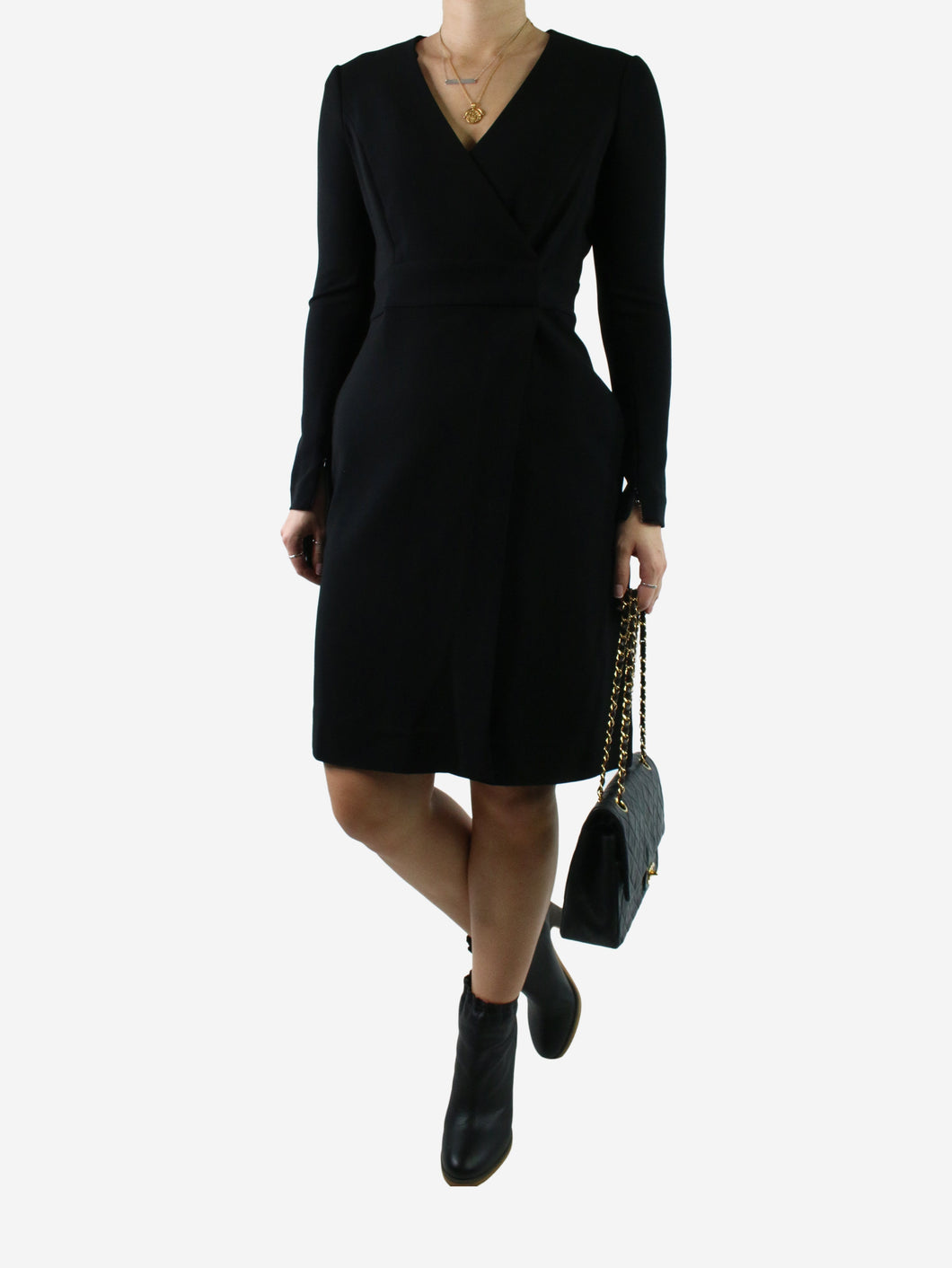 Black long-sleeved dress - size US 2 Dresses Diane Von Furstenberg 