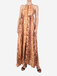Cult Gaia Brown linen printed maxi dress - size XS