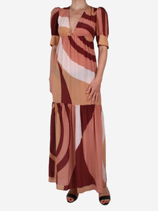 Adriana Degreas Pink silk printed maxi dress - size S