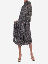 Load image into Gallery viewer, Black polka-dot printed maxi dress - size UK 8 Dresses Ganni 
