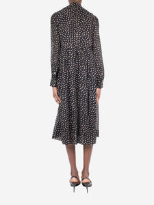 Ganni Black polka-dot printed maxi dress - size UK 8