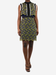 Self Portrait Yellow floral embroidered dress - size UK 12