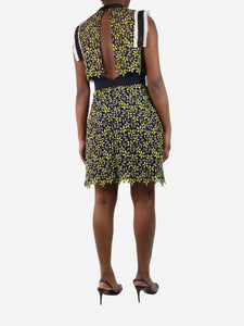 Self Portrait Yellow floral embroidered dress - size UK 12