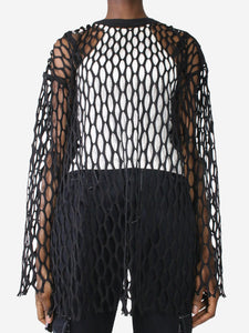 Dries Van Noten Black long-sleeved fish net top - size XS