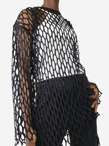 Dries Van Noten Black long-sleeved fish net top - size XS