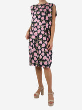 Load image into Gallery viewer, Black sleeveless floral dress - size FR 42 Dresses Balenciaga 
