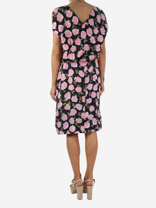 Balenciaga Black sleeveless floral dress - size FR 42