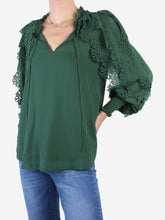 Load image into Gallery viewer, Green long-sleeved ruffle blouse - size FR 38 Tops See By Chloe 
