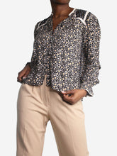 Load image into Gallery viewer, Black floral blouse - size UK 10 Tops ME+EM 
