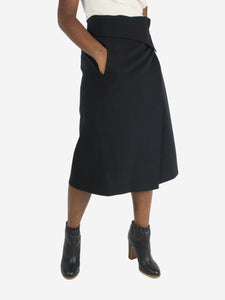 Joseph Black belted wool skirt - size FR 42