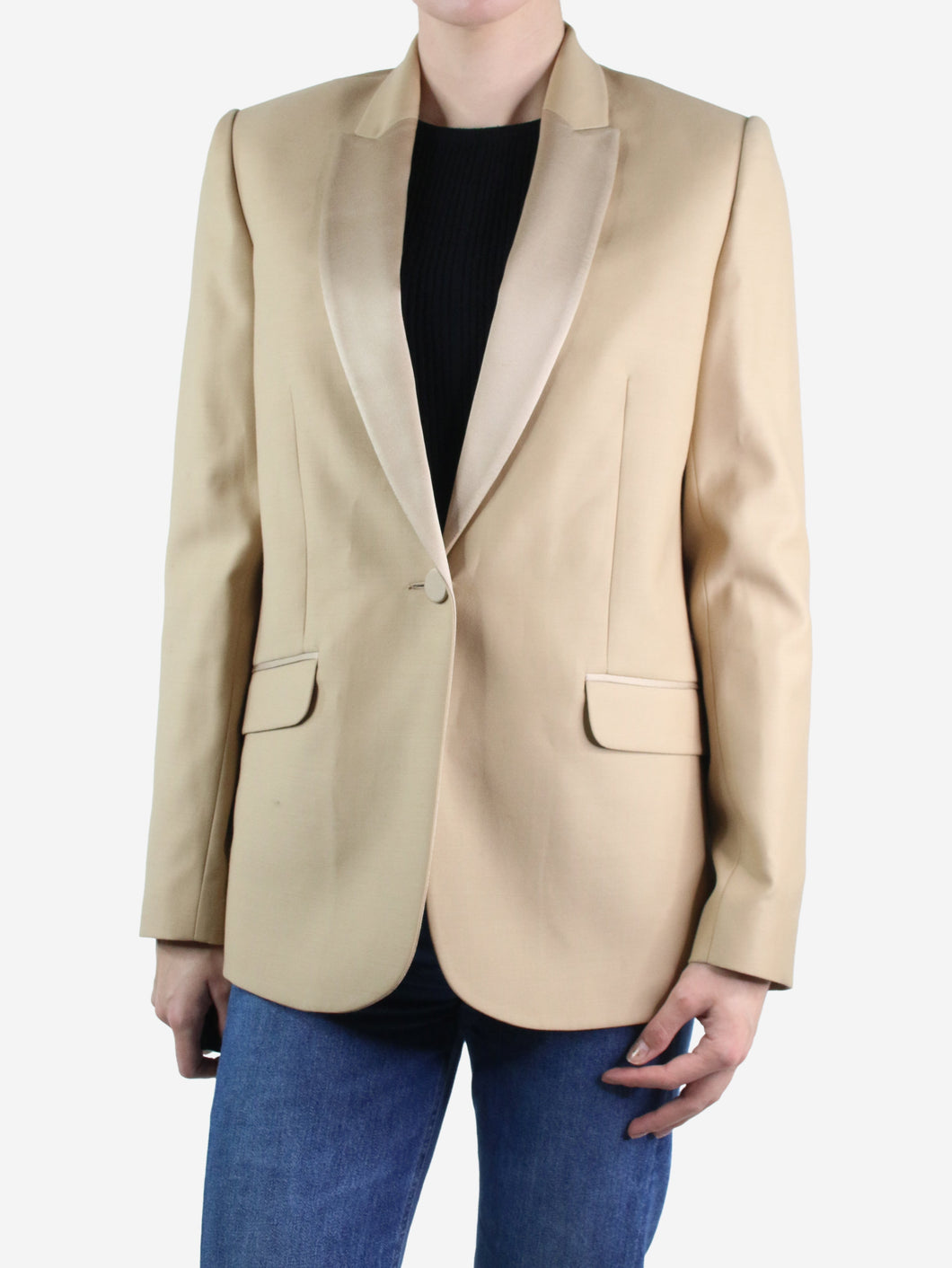Brown padded shoulder single-breasted blazer - size FR 38 Coats & Jackets Pallas Paris 