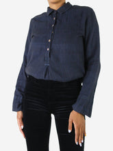 Load image into Gallery viewer, Bolam Style Blue button up long sleeve top - size XS Tops Bolam Style 
