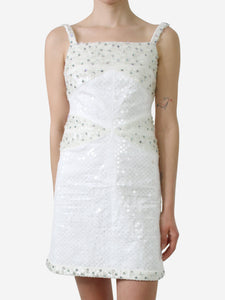 Chanel White bejewelled sequin dress - size FR 34