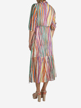 Load image into Gallery viewer, Multicolored striped V-neckline midi dress - size UK 10 Dresses Marella 
