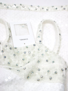 Chanel White bejewelled sequin dress - size FR 34
