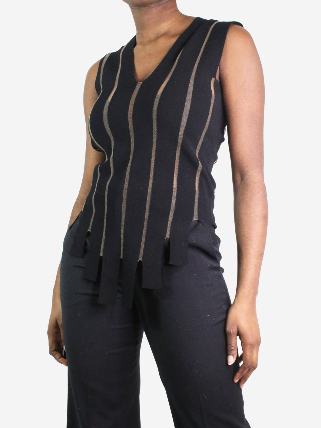 Black sleeveless striped top - size S Tops Alexander McQueen 