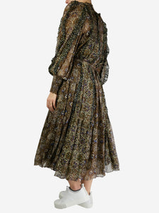 Ulla Johnson Brown long sleeve patterned dress - size UK 10