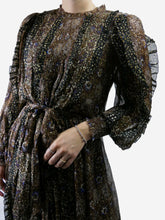 Load image into Gallery viewer, Brown long sleeve patterned dress - size UK 10 Dresses Ulla Johnson 
