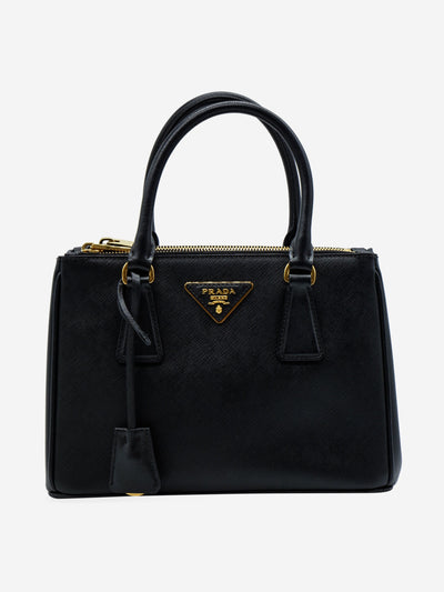 Black saffiano leather handbag with gold hardware Top Handle Bags Prada 