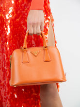 Load image into Gallery viewer, Orange saffiano leather handbag with gold hardware Top Handle Bags Prada 
