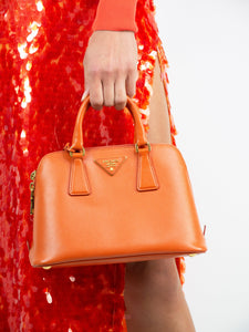 Prada Orange saffiano leather handbag with gold hardware