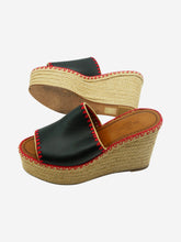 Load image into Gallery viewer, Black espadrille wedge sandals with leather strap - size EU 38 Heels Valentino 
