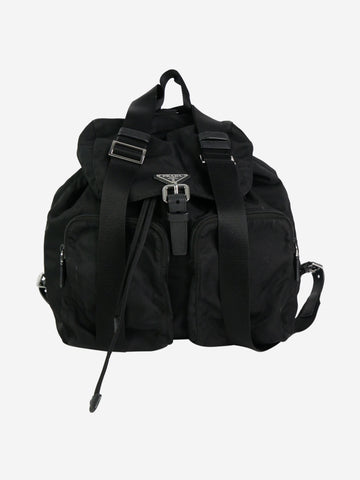 Black nylon rucksack with silver hardware Backpacks Prada 