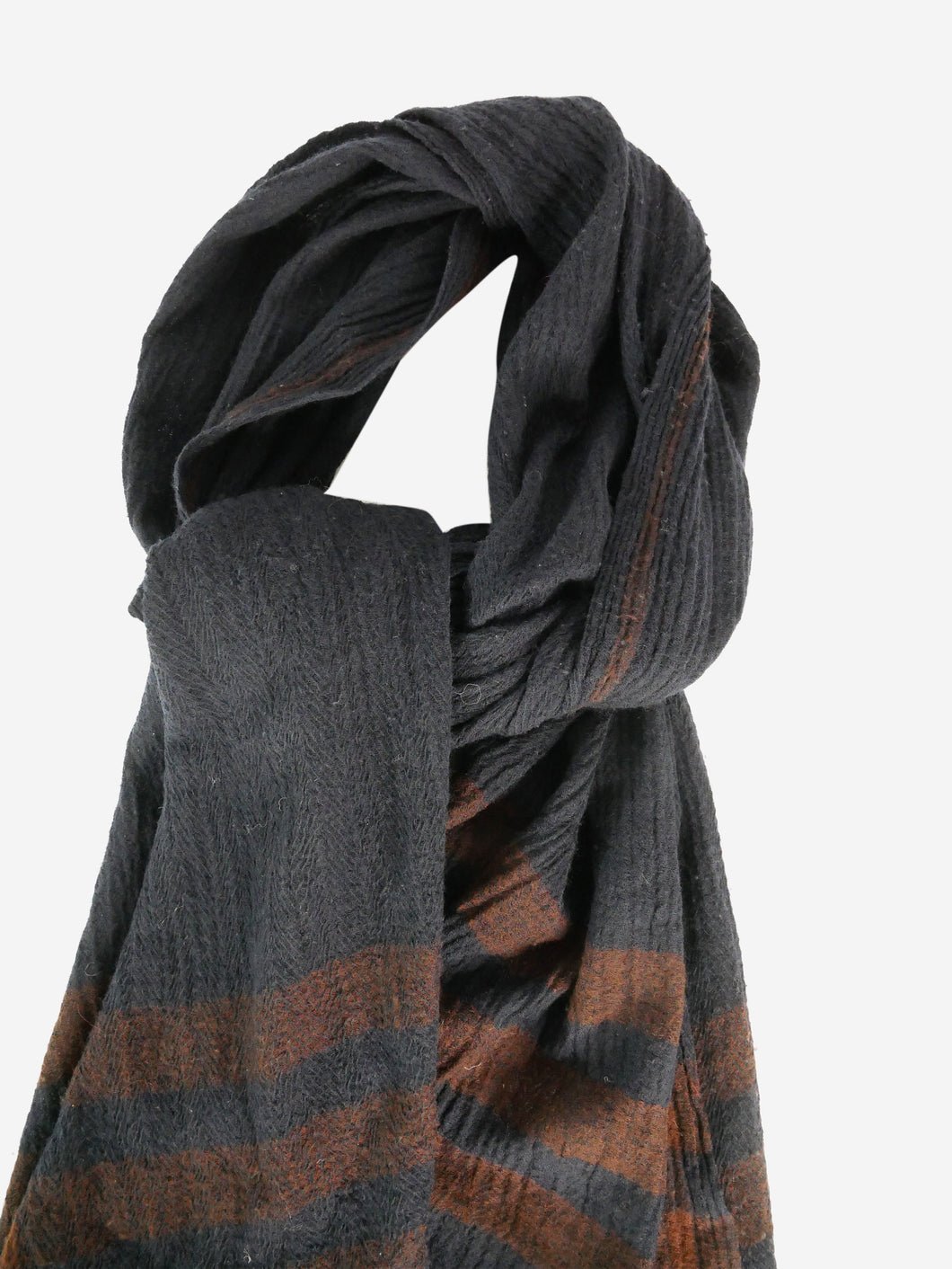 Blue fringed striped scarf Scarves Soeur 