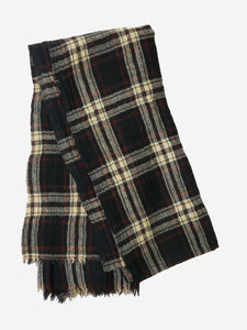 Soeur Blue wool check patterned scarf