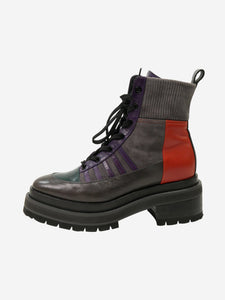Pierre Hardy Grey leather chunky boots - size EU 39
