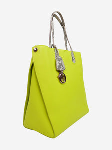 Christian Dior Green 2014 tote bag with snake print handles